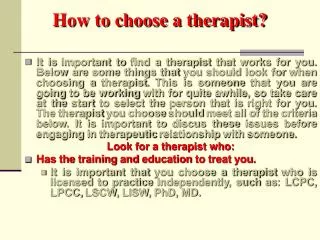 How to choose a therapist?