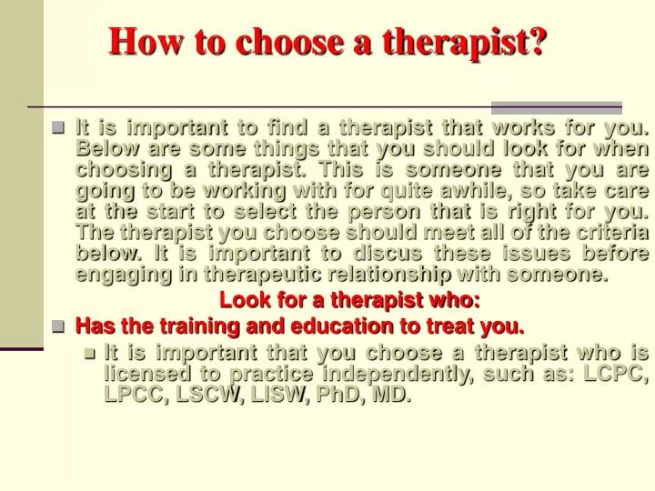 how to choose a therapist