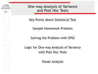 One-way Analysis of Variance and Post Hoc Tests