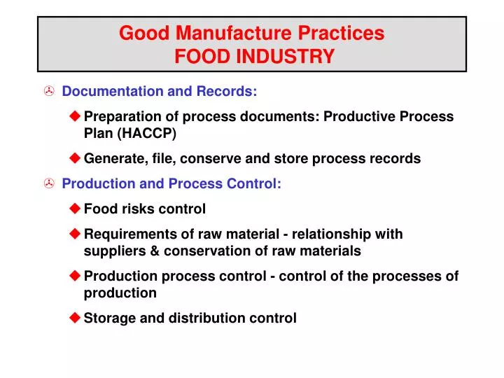 good manufacture practices food industry