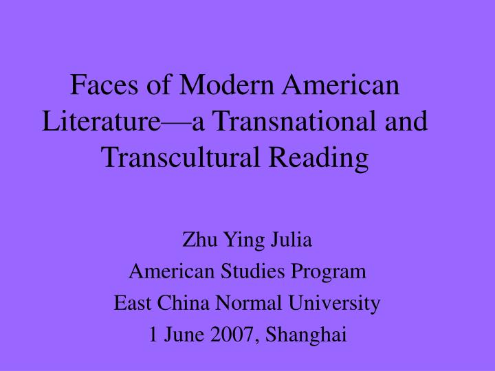 faces of modern american literature a transnational and transcultural reading
