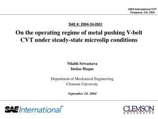 On the operating regime of metal pushing V-belt CVT under steady-state microslip conditions