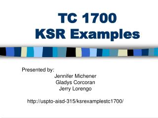 TC 1700 KSR Examples