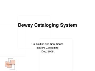 Dewey Cataloging System