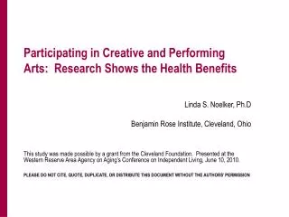 Participating in Creative and Performing Arts: Research Shows the Health Benefits