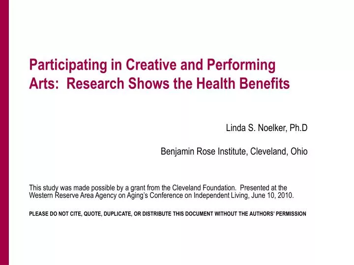 participating in creative and performing arts research shows the health benefits