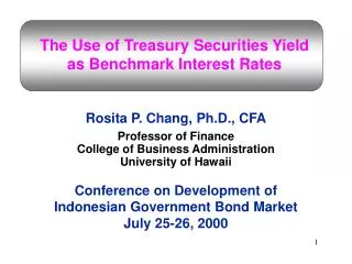 The Use of Treasury Securities Yield as Benchmark Interest Rates