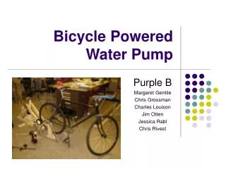 Bicycle Powered Water Pump