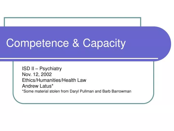 competence capacity