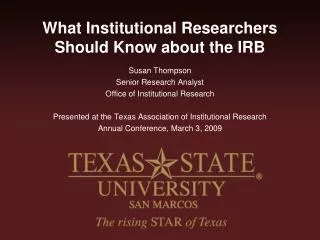 What Institutional Researchers Should Know about the IRB