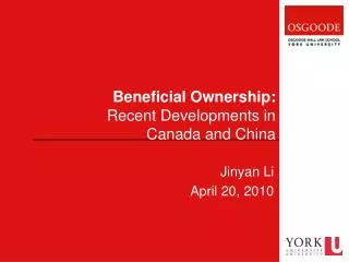 Beneficial Ownership: Recent Developments in Canada and China