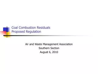 Coal Combustion Residuals Proposed Regulation