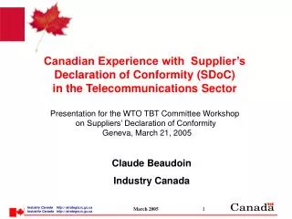 Claude Beaudoin Industry Canada
