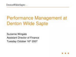 Performance Management at Denton Wilde Sapte