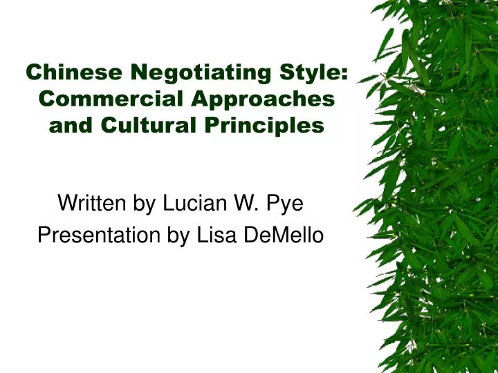 chinese negotiating style commercial approaches and cultural principles