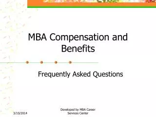 MBA Compensation and Benefits