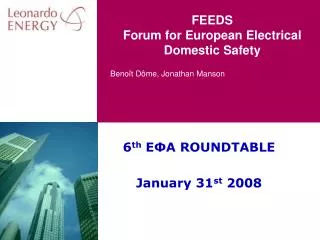 FEEDS Forum for European Electrical Domestic Safety