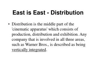 East is East - Distribution