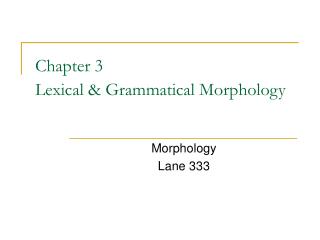 Chapter 3 Lexical &amp; Grammatical Morphology