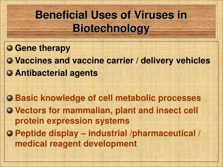 beneficial uses of viruses in biotechnology