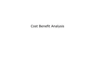 Cost Benefit Analysis