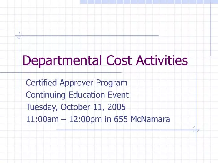 departmental cost activities