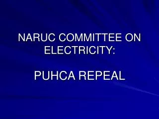 NARUC COMMITTEE ON ELECTRICITY: