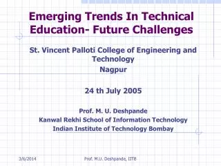 Emerging Trends In Technical Education- Future Challenges