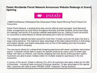 Petals Worldwide Florist Network Announces Website Redesign