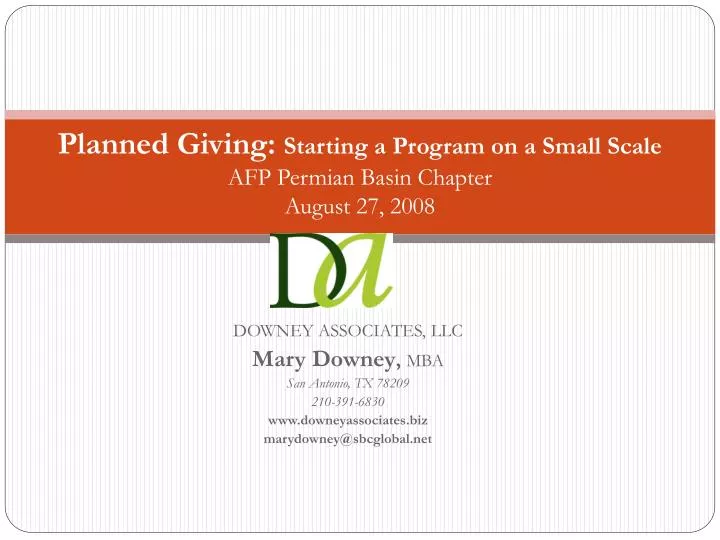planned giving starting a program on a small scale afp permian basin chapter august 27 2008