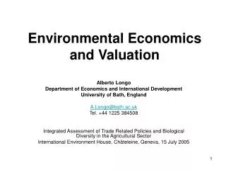 Environmental Economics and Valuation