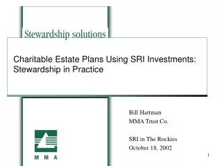 Charitable Estate Plans Using SRI Investments: Stewardship in Practice