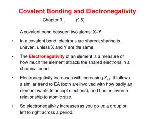 Covalent Bonding and Electronegativity