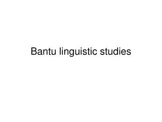 Bantu linguistic studies