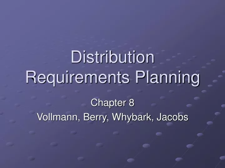distribution requirements planning