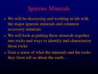 Igneous Minerals