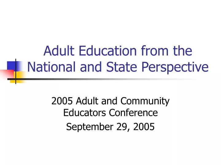 adult education from the national and state perspective
