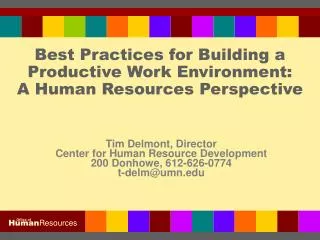 Best Practices for Building a Productive Work Environment: A Human Resources Perspective