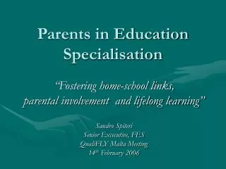 Parents in Education Specialisation