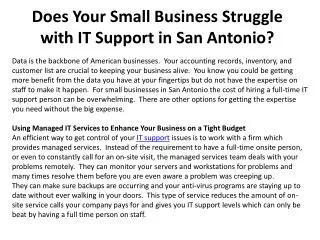 Does Your Small Business Struggle with IT Support in San Ant