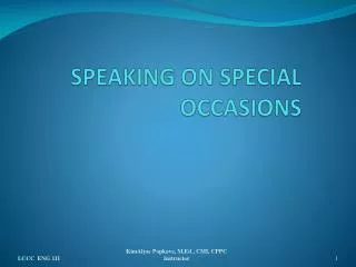 SPEAKING ON SPECIAL OCCASIONS