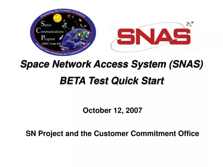 space network access system snas beta test quick start