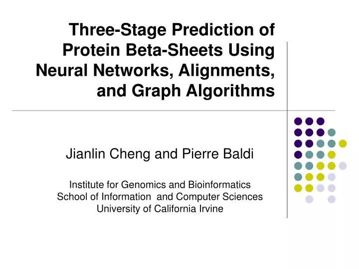three stage prediction of protein beta sheets using neural networks alignments and graph algorithms