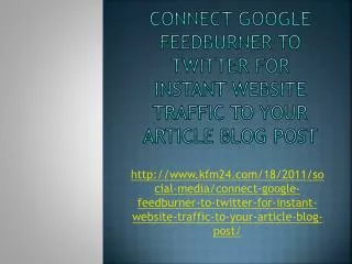 Connect Google Feedburner to Twitter for Instant Website Tra