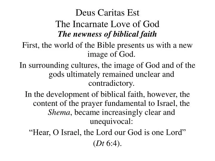 deus caritas est the incarnate love of god