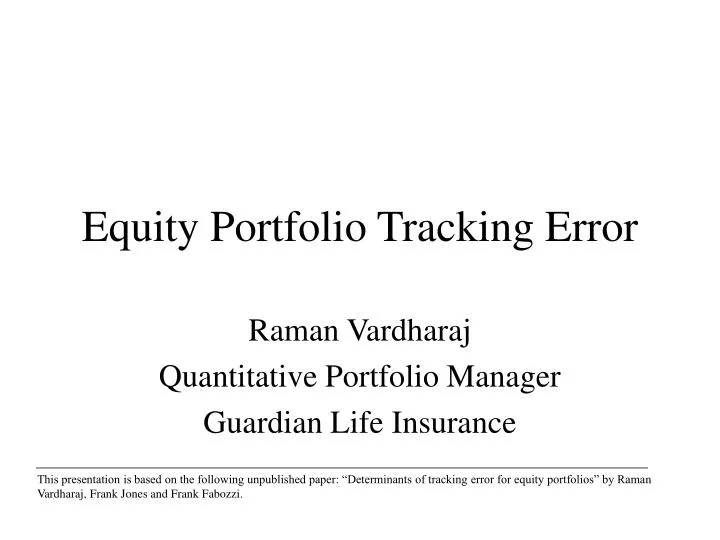 equity portfolio tracking error
