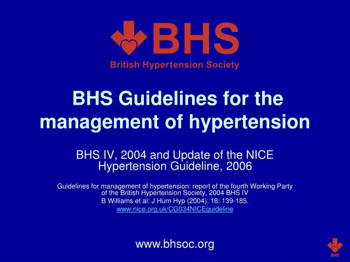 bhs guidelines for the management of hypertension