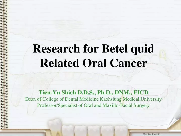 research for betel quid related oral cancer