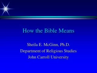 How the Bible Means