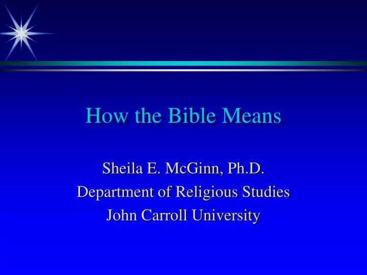how the bible means